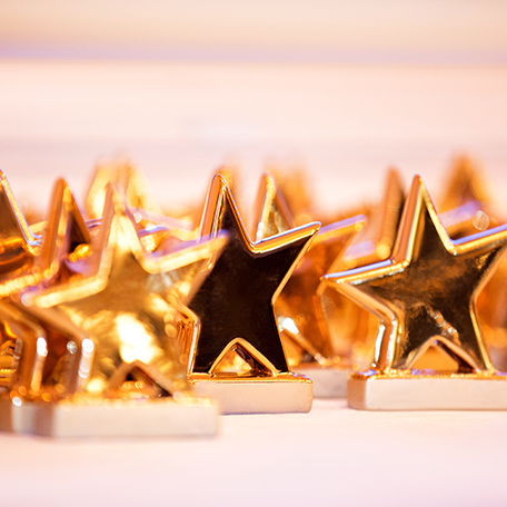 Golden stars, cups and awards for winners in competitions
